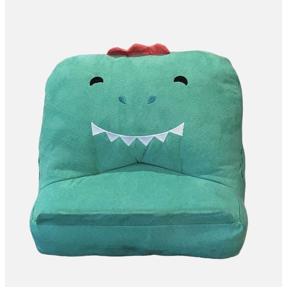 Pillowfort Tablet Book Rest Holder Pillow Weighted Plush Green Dinosaur Pockets - Picture 1 of 8